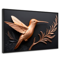 Cuadros Decorativos Canvas Revolution | Colibri Dorado | Rectangular | Portada | Marco Negro