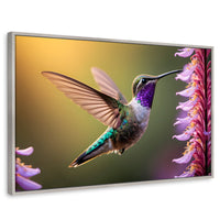 Cuadros Decorativos Canvas Revolution | Colibri Elegante | Rectangular | Portada | Marco Plateado