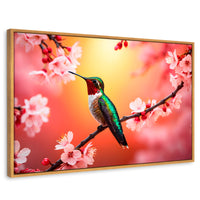 Cuadros Decorativos Canvas Revolution | Colibri En Cerezo | Rectangular | Portada | Marco Madera