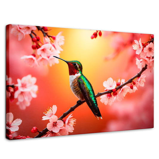 Cuadros Decorativos Canvas Revolution | Colibri En Cerezo | Rectangular | Portada | Marco SinMarco