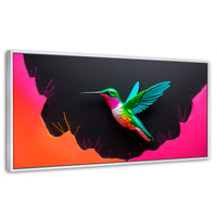 Cuadros Decorativos Canvas Revolution | Colibri En Colores | Panoramico | Portada | Marco Dorado