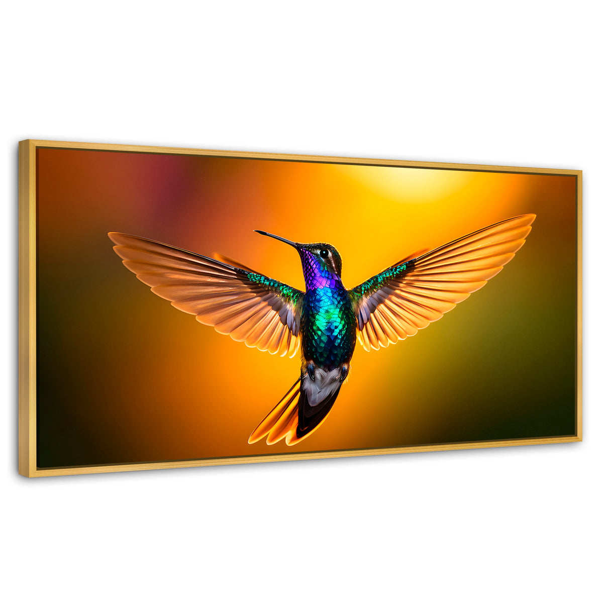 Cuadros Decorativos Canvas Revolution | Colibri Encantado | Panoramico | Portada | Marco Madera