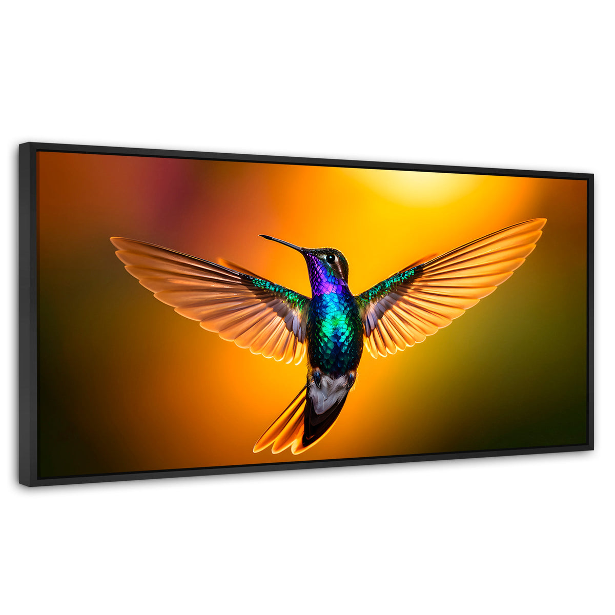 Cuadros Decorativos Canvas Revolution | Colibri Encantado | Panoramico | Portada | Marco Plateado