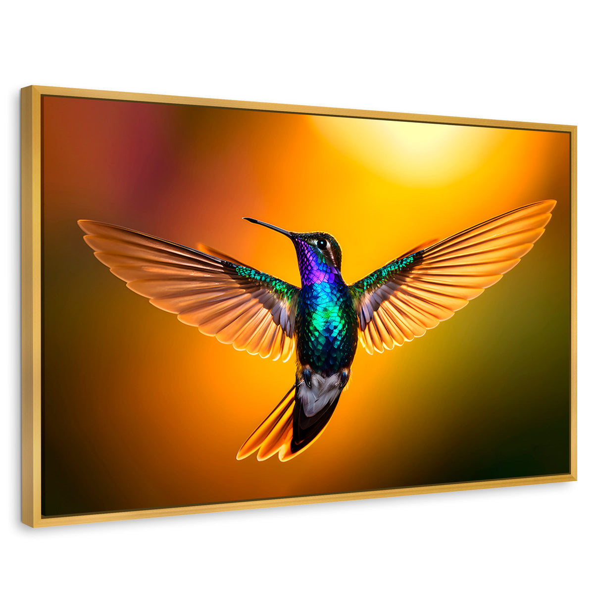 Cuadros Decorativos Canvas Revolution | Colibri Encantado | Rectangular | Portada | Marco Dorado