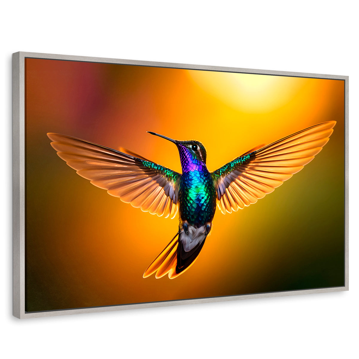 Cuadros Decorativos Canvas Revolution | Colibri Encantado | Rectangular | Portada | Marco Plateado