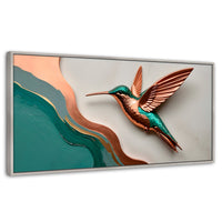 Cuadros Decorativos Canvas Revolution | Colibri Esmeralda | Panoramico | Portada | Marco Blanco