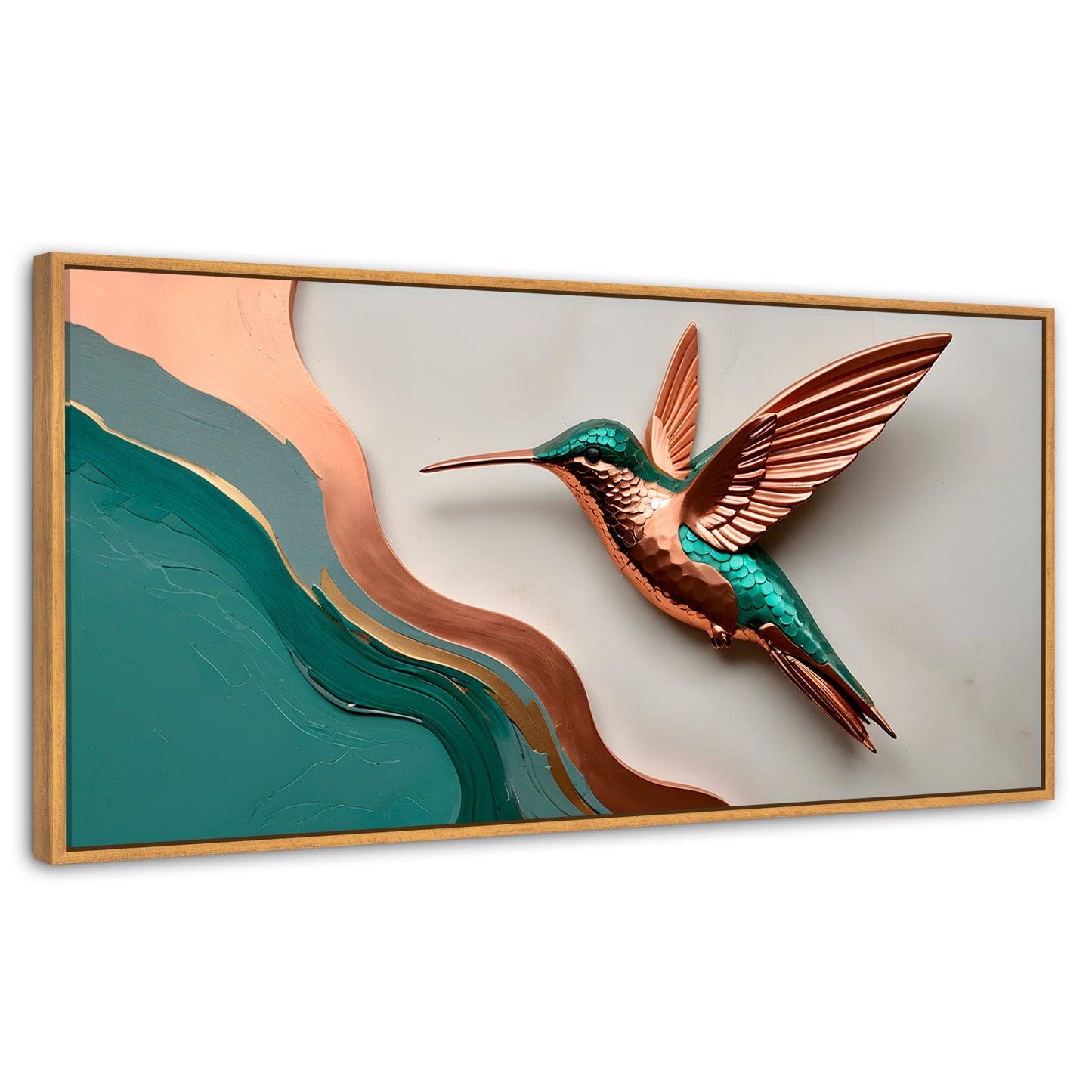 Cuadros Decorativos Canvas Revolution | Colibri Esmeralda | Panoramico | Portada | Marco Negro