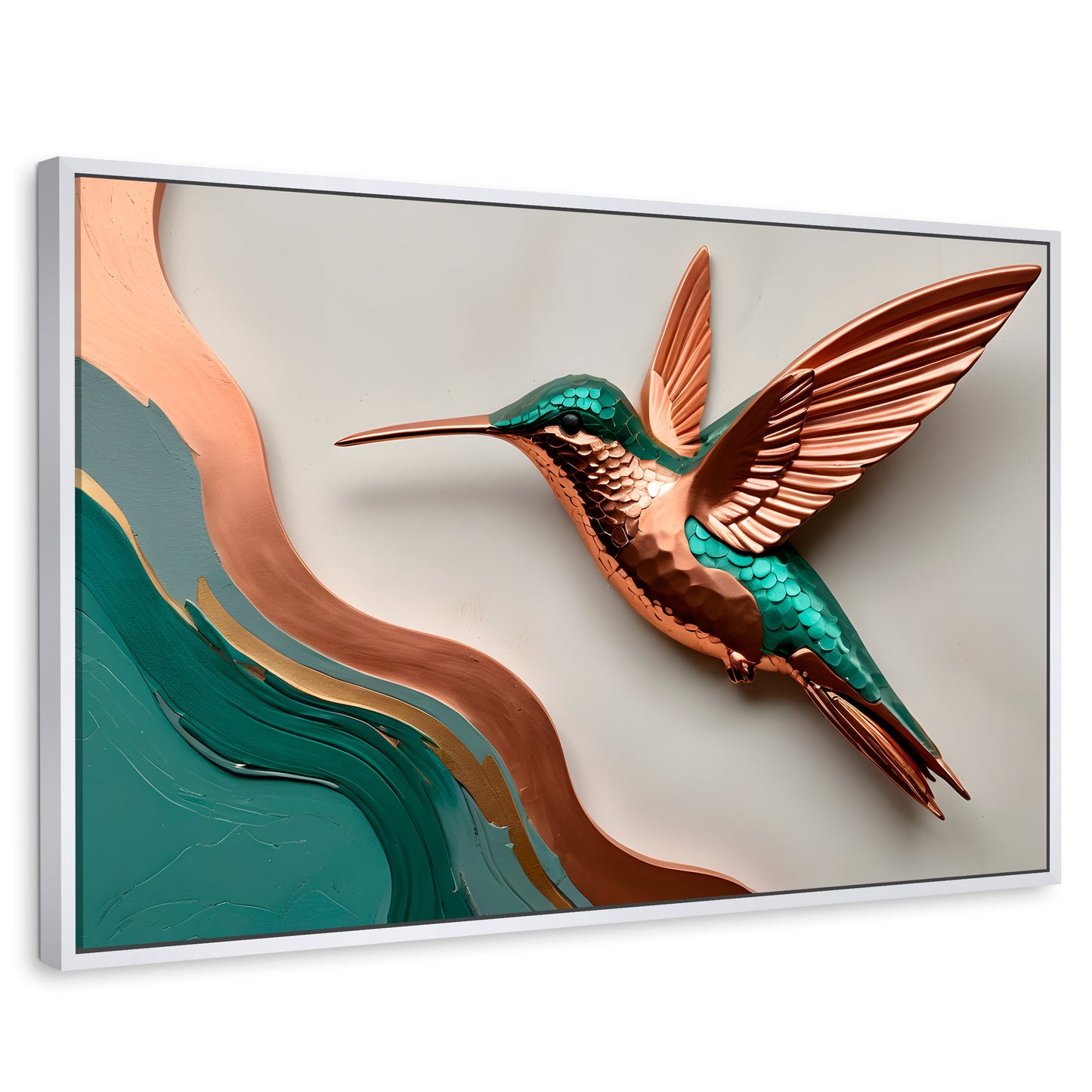 Cuadros Decorativos Canvas Revolution | Colibri Esmeralda | Rectangular | Portada | Marco Blanco