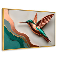 Cuadros Decorativos Canvas Revolution | Colibri Esmeralda | Rectangular | Portada | Marco Dorado