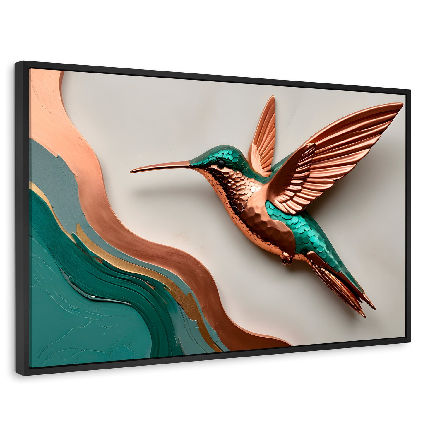 Cuadros Decorativos Canvas Revolution | Colibri Esmeralda | Rectangular | Portada | Marco Negro