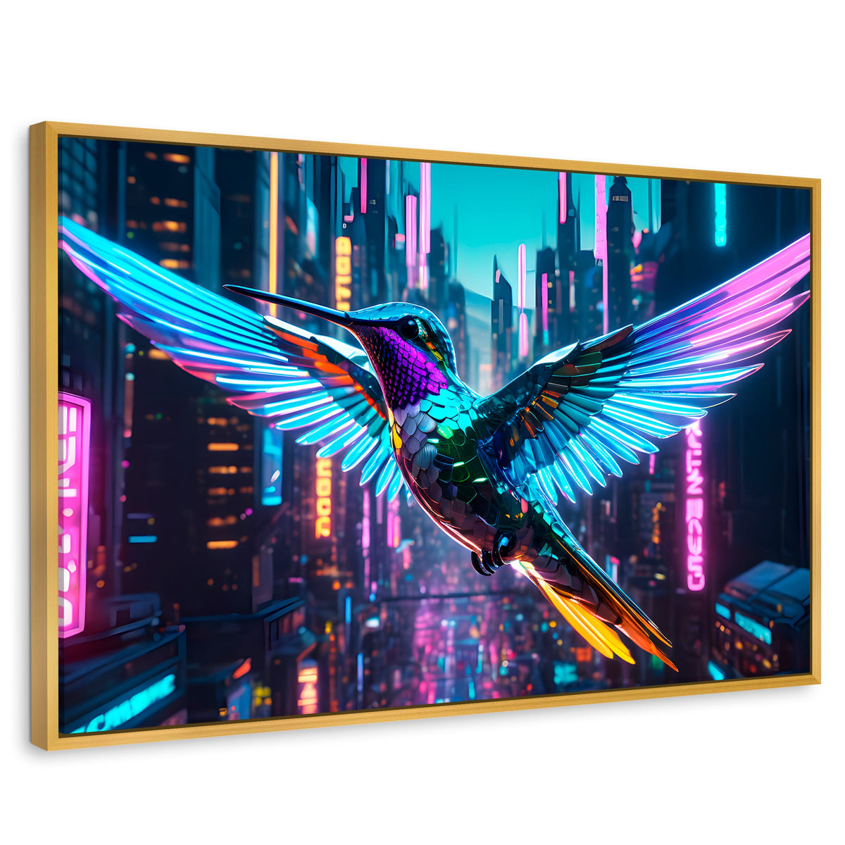 Cuadros Decorativos Canvas Revolution | Colibri Estelar | Rectangular | Portada | Marco Dorado