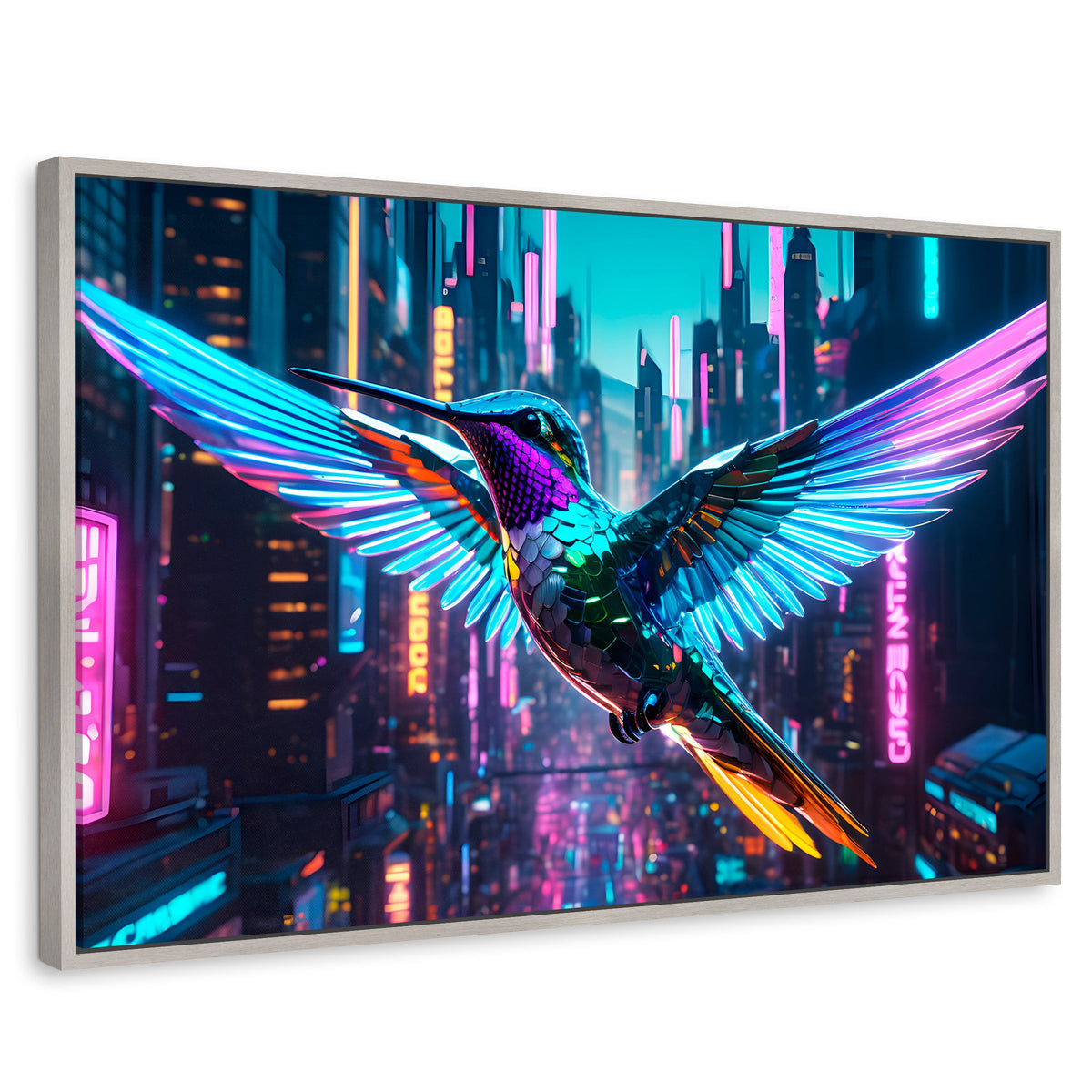 Cuadros Decorativos Canvas Revolution | Colibri Estelar | Rectangular | Portada | Marco Plateado