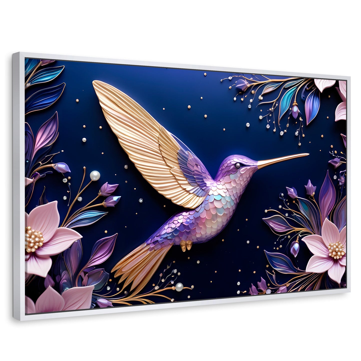 Cuadros Decorativos Canvas Revolution | Colibri Eterno | Rectangular | Portada | Marco Blanco