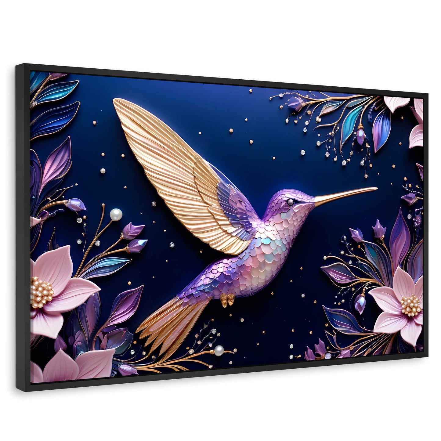 Cuadros Decorativos Canvas Revolution | Colibri Eterno | Rectangular | Portada | Marco Negro