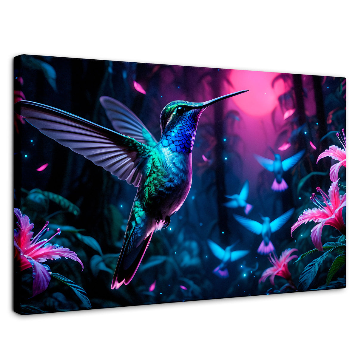 Cuadros Decorativos Canvas Revolution | Colibri Fluoresente | Rectangular | Portada | Marco SinMarco
