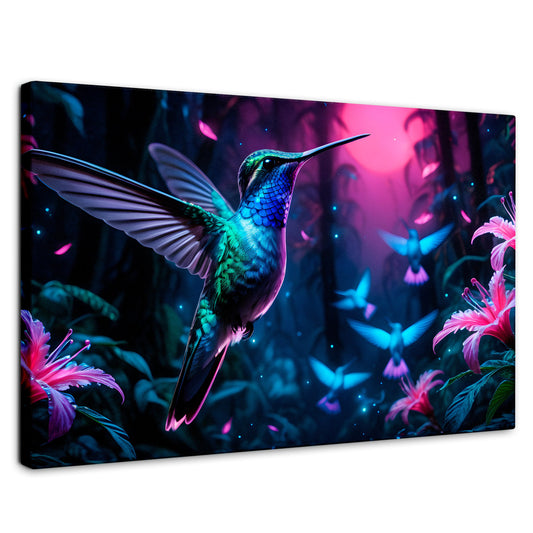 Cuadros Decorativos Canvas Revolution | Colibri Fluoresente | Rectangular | Portada | Marco SinMarco