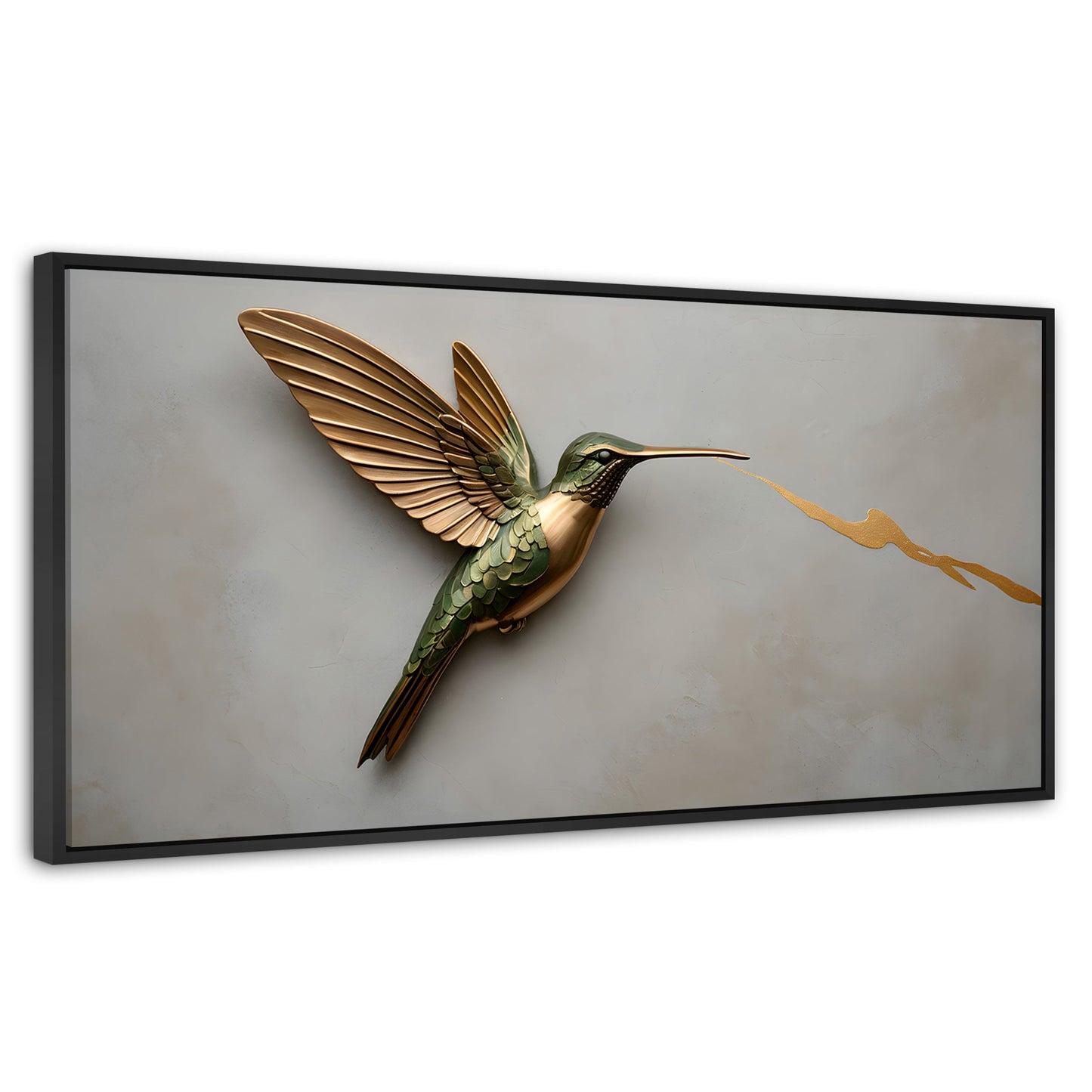 Cuadros Decorativos Canvas Revolution | Colibri Fuerza Luz | Panoramico | Portada | Marco Plateado