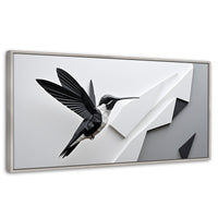 Cuadros Decorativos Canvas Revolution | Colibri Geometrico | Panoramico | Portada | Marco Blanco