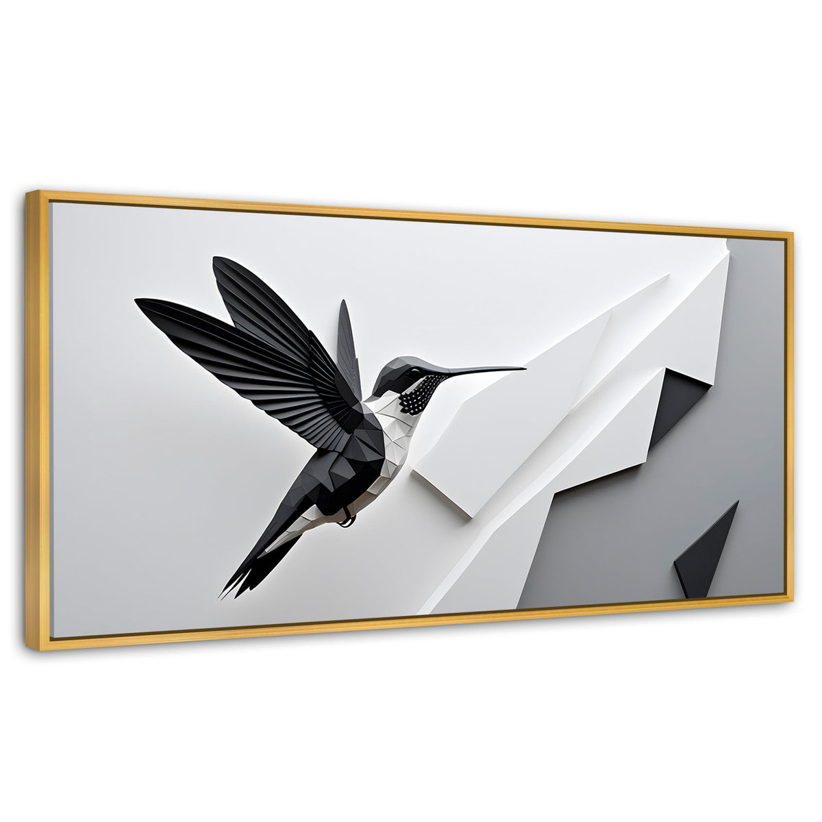 Cuadros Decorativos Canvas Revolution | Colibri Geometrico | Panoramico | Portada | Marco Madera