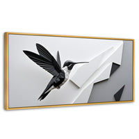 Cuadros Decorativos Canvas Revolution | Colibri Geometrico | Panoramico | Portada | Marco Madera