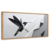 Cuadros Decorativos Canvas Revolution | Colibri Geometrico | Panoramico | Portada | Marco Negro