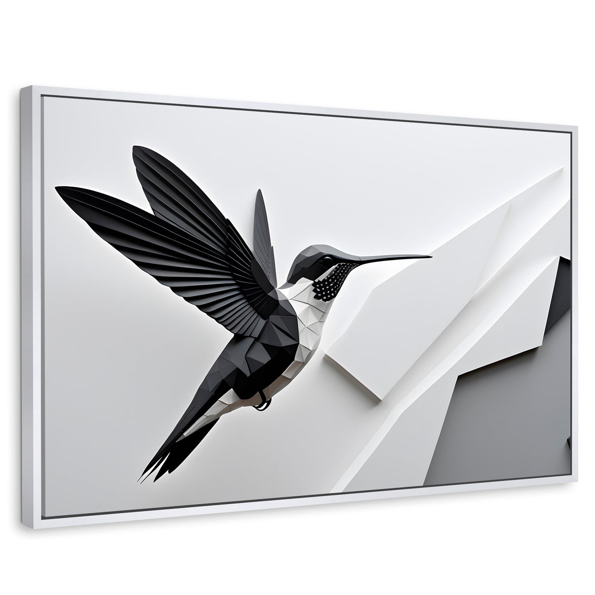 Cuadros Decorativos Canvas Revolution | Colibri Geometrico | Rectangular | Portada | Marco Blanco