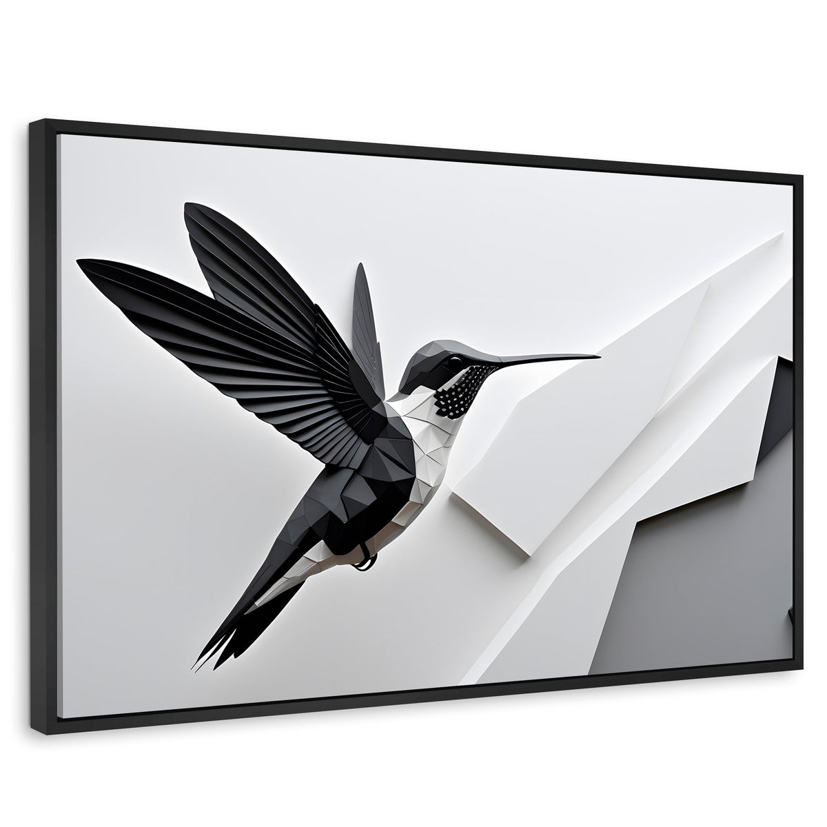 Cuadros Decorativos Canvas Revolution | Colibri Geometrico | Rectangular | Portada | Marco Negro