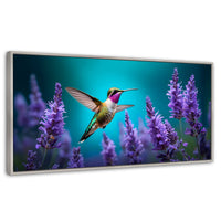 Cuadros Decorativos Canvas Revolution | Colibri Lavandas | Panoramico | Portada | Marco Blanco