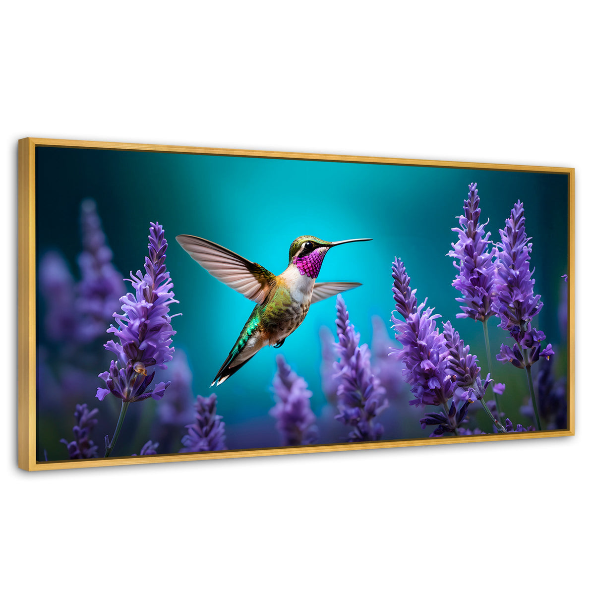 Cuadros Decorativos Canvas Revolution | Colibri Lavandas | Panoramico | Portada | Marco Madera