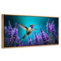 Cuadros Decorativos Canvas Revolution | Colibri Lavandas | Panoramico | Portada | Marco Negro