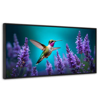Cuadros Decorativos Canvas Revolution | Colibri Lavandas | Panoramico | Portada | Marco Plateado