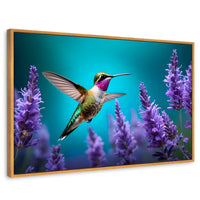 Cuadros Decorativos Canvas Revolution | Colibri Lavandas | Rectangular | Portada | Marco Madera