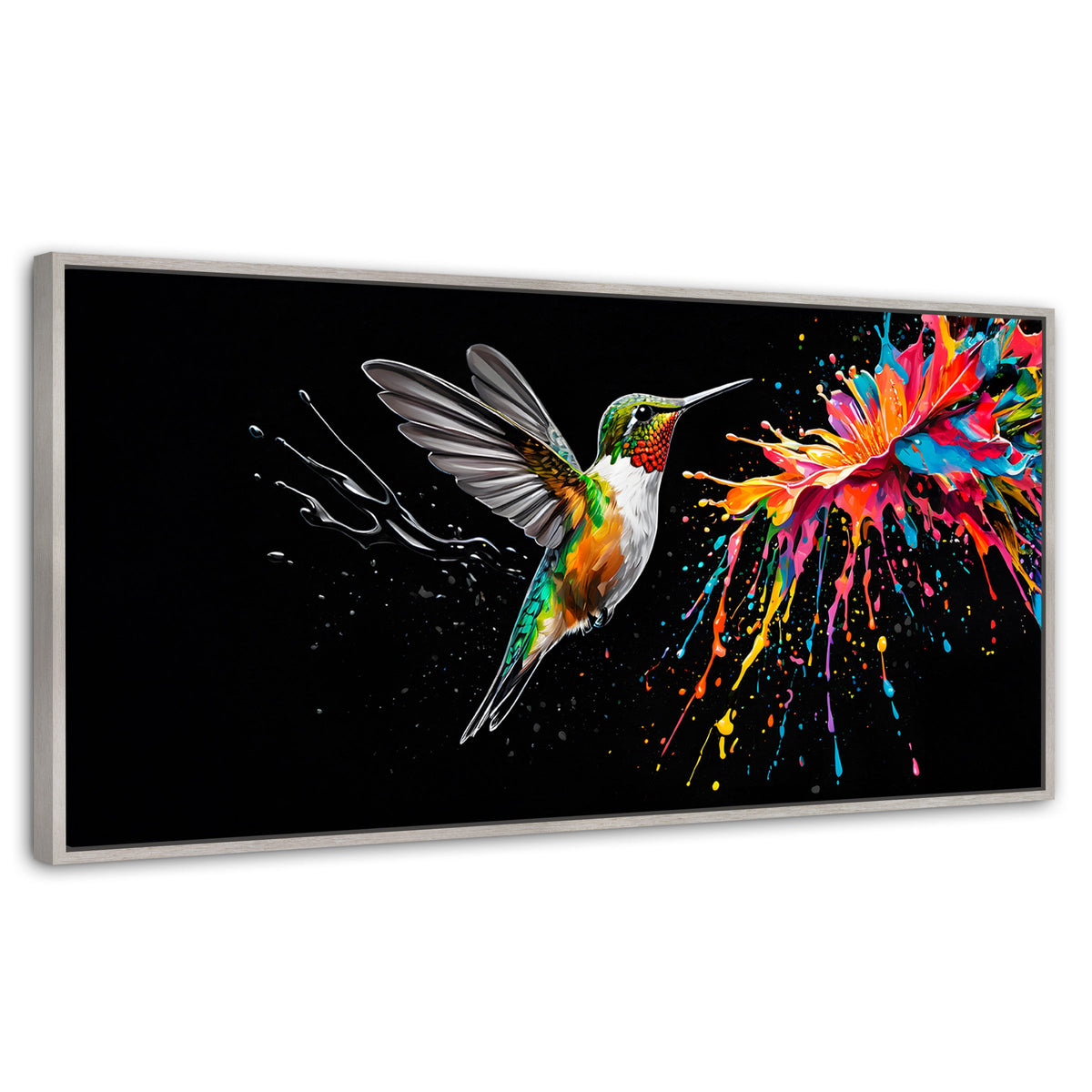 Cuadros Decorativos Canvas Revolution | Colibri Luminoso | Panoramico | Portada | Marco Blanco