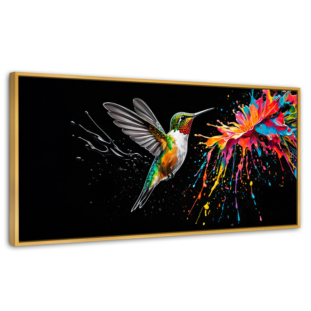 Cuadros Decorativos Canvas Revolution | Colibri Luminoso | Panoramico | Portada | Marco Madera