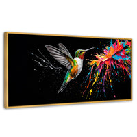 Cuadros Decorativos Canvas Revolution | Colibri Luminoso | Panoramico | Portada | Marco Madera
