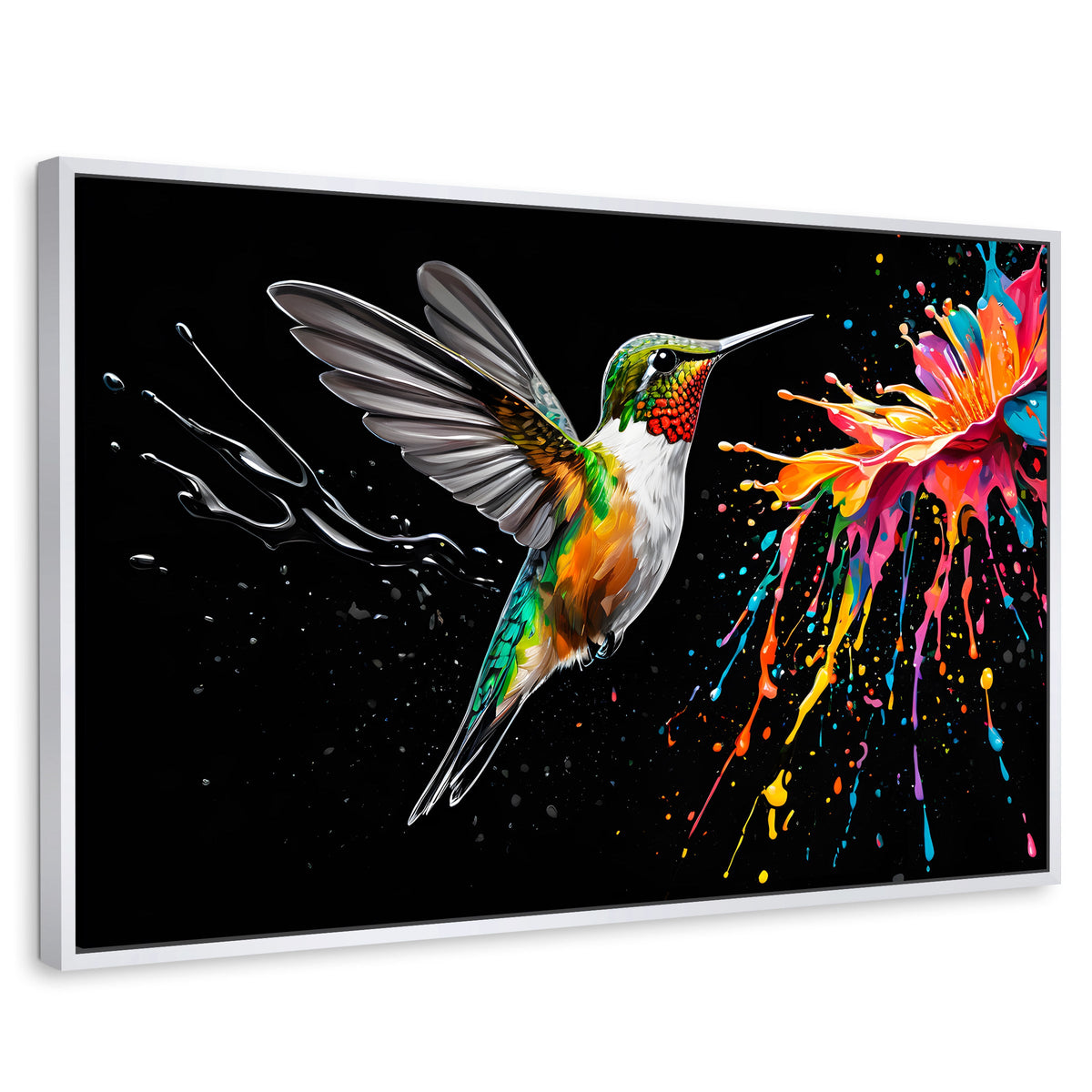 Cuadros Decorativos Canvas Revolution | Colibri Luminoso | Rectangular | Portada | Marco Blanco