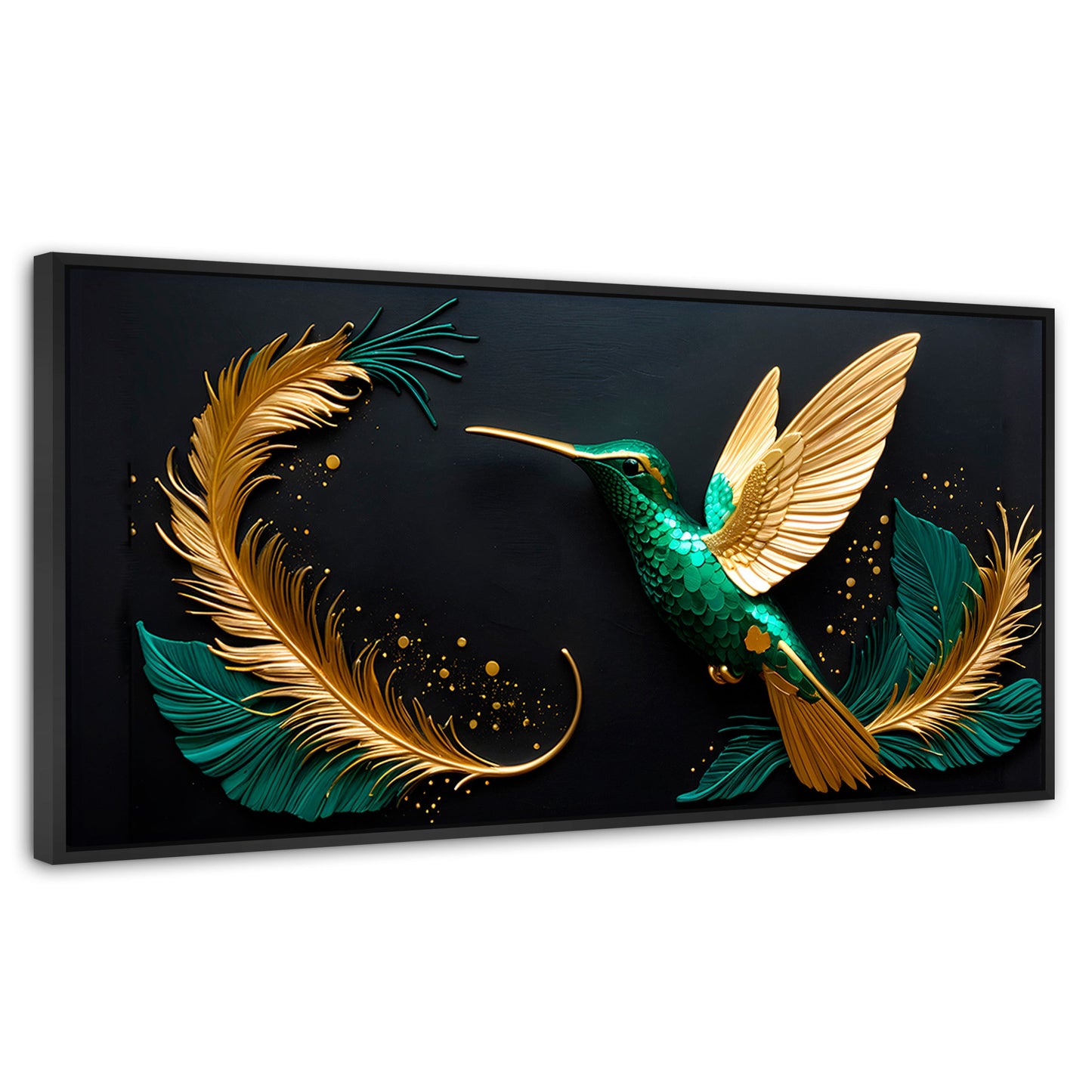 Cuadros Decorativos Canvas Revolution | Colibri Magico | Panoramico | Portada | Marco Plateado