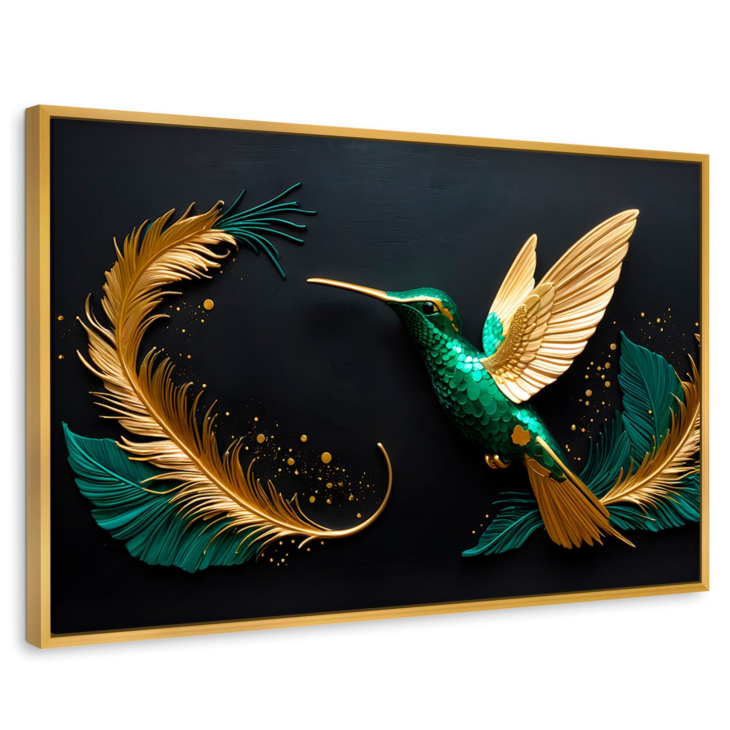 Cuadros Decorativos Canvas Revolution | Colibri Magico | Rectangular | Portada | Marco Dorado