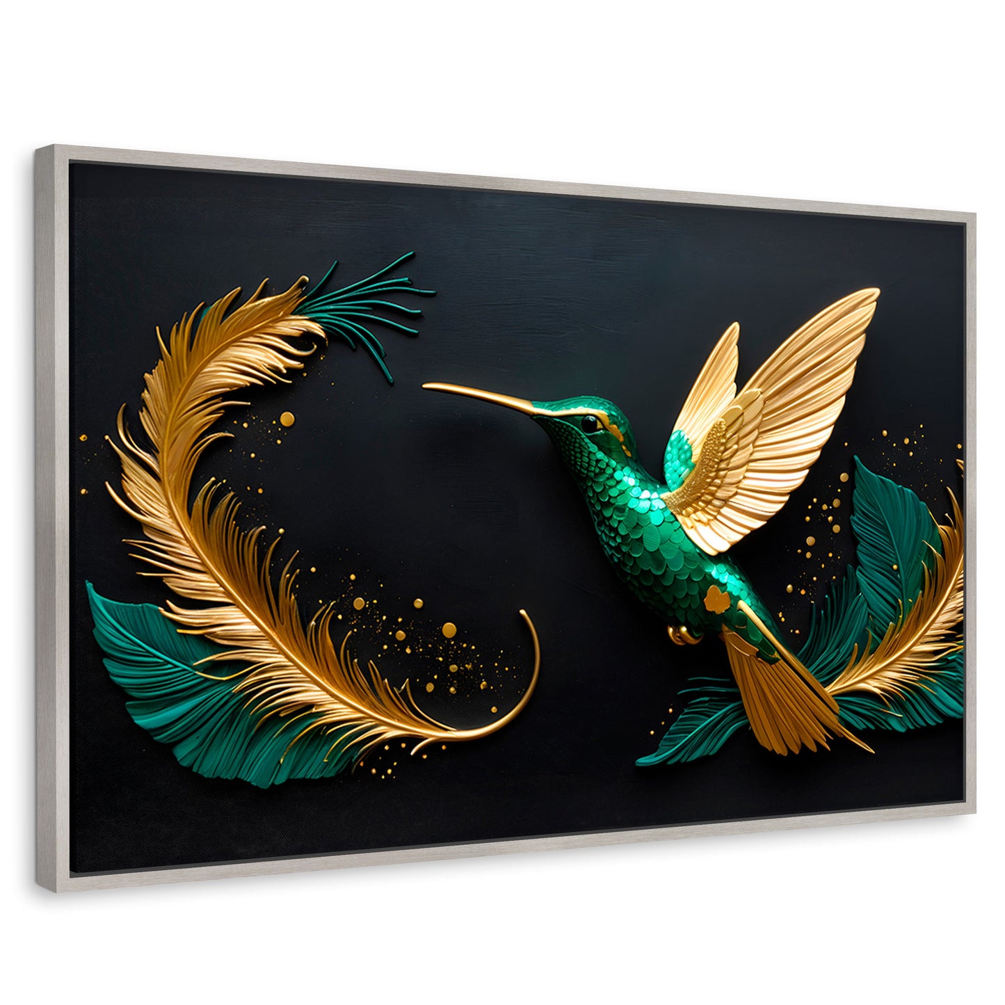 Cuadros Decorativos Canvas Revolution | Colibri Magico | Rectangular | Portada | Marco Plateado