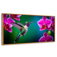 Cuadros Decorativos Canvas Revolution | Colibri Melodioso | Panoramico | Portada | Marco Negro