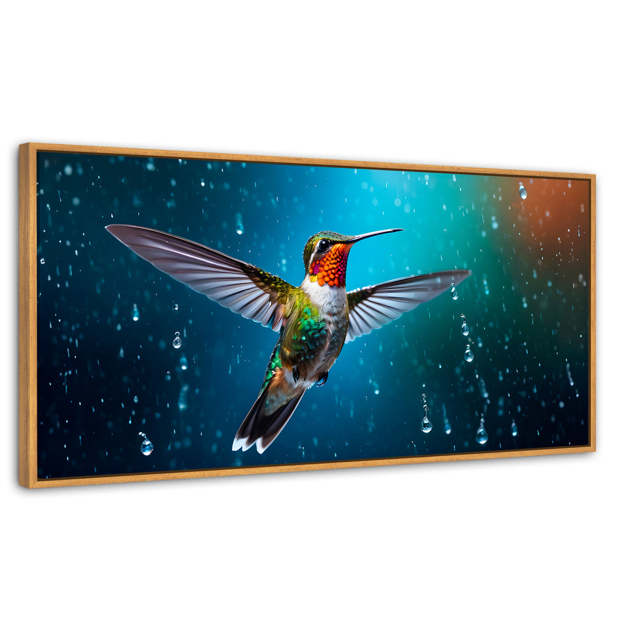 Cuadros Decorativos Canvas Revolution | Colibri Mistico | Panoramico | Portada | Marco Negro