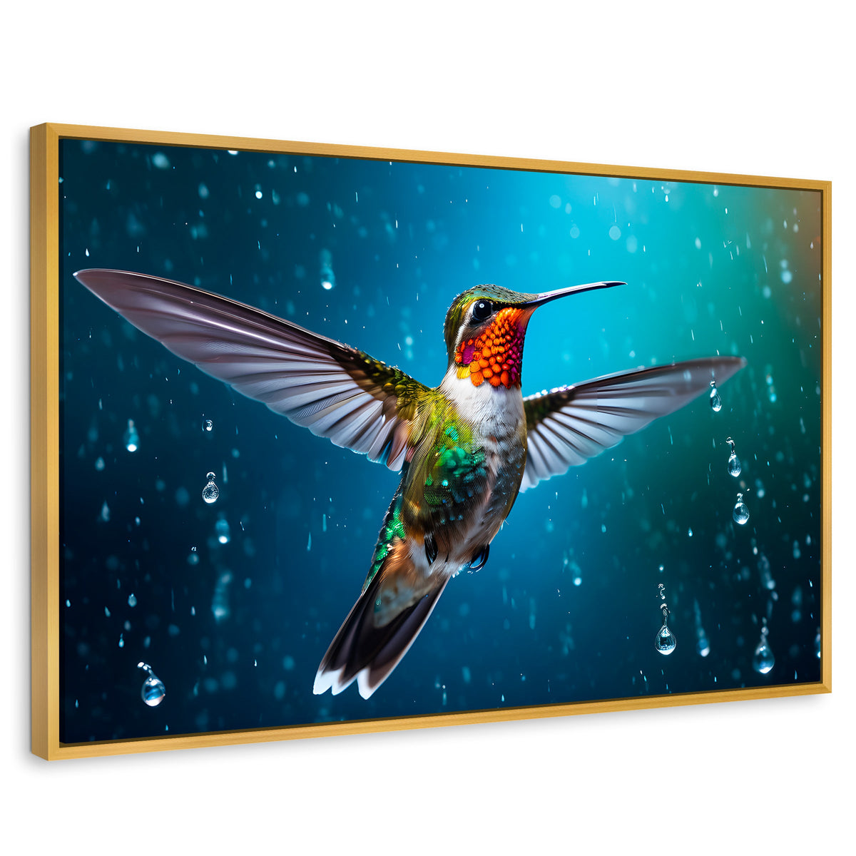 Cuadros Decorativos Canvas Revolution | Colibri Mistico | Rectangular | Portada | Marco Dorado
