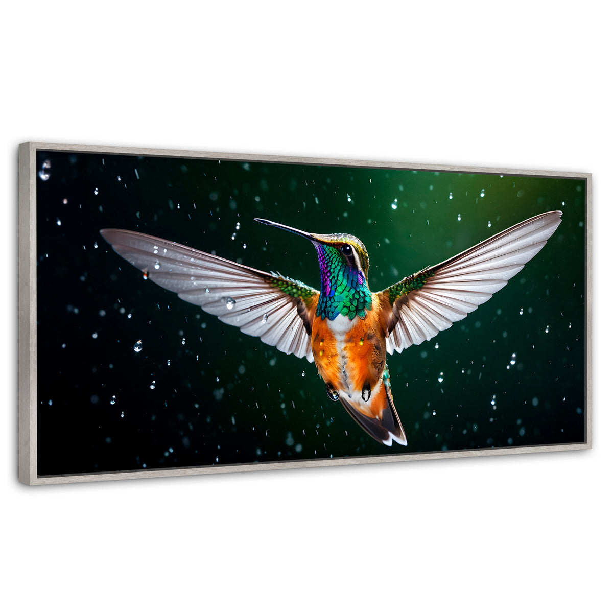 Cuadros Decorativos Canvas Revolution | Colibri Nocturno | Panoramico | Portada | Marco Blanco