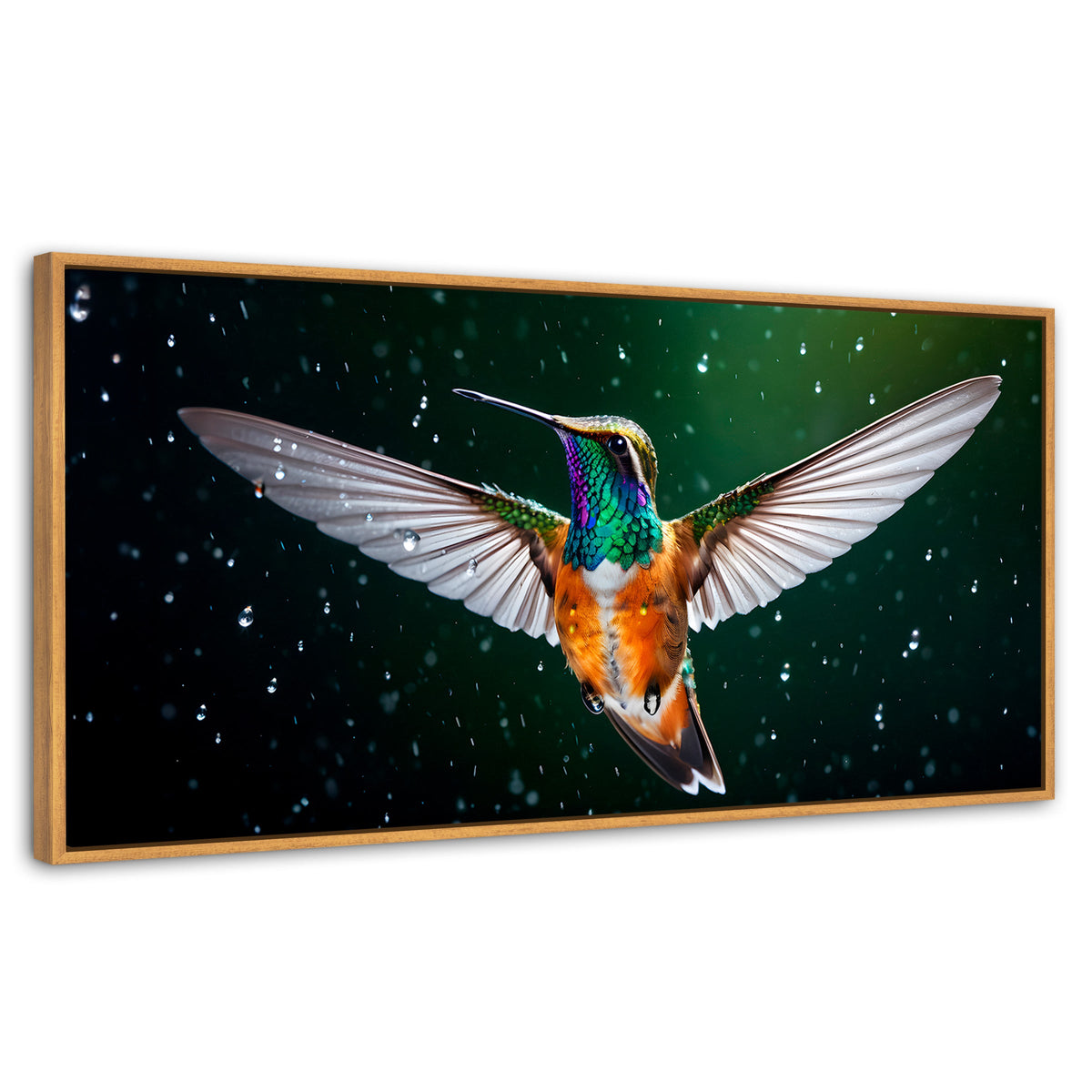 Cuadros Decorativos Canvas Revolution | Colibri Nocturno | Panoramico | Portada | Marco Negro