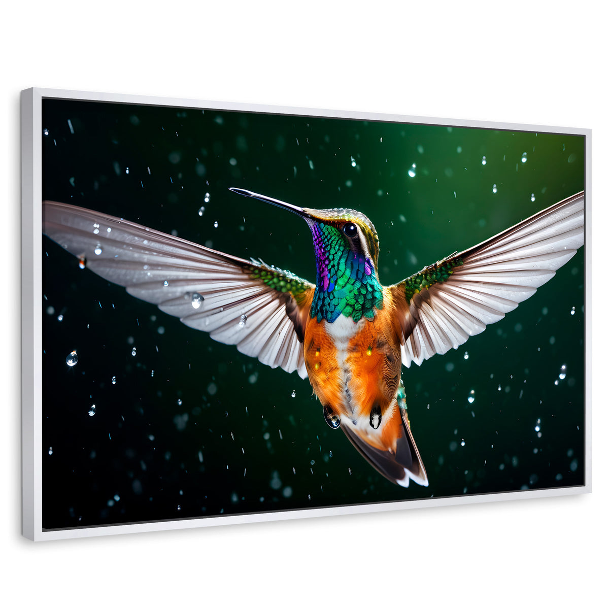 Cuadros Decorativos Canvas Revolution | Colibri Nocturno | Rectangular | Portada | Marco Blanco