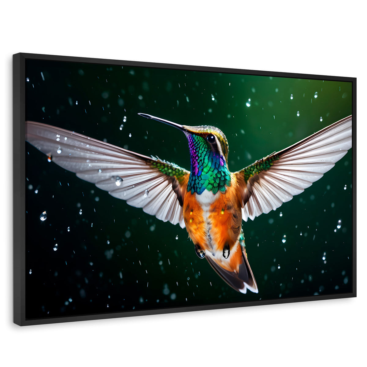 Cuadros Decorativos Canvas Revolution | Colibri Nocturno | Rectangular | Portada | Marco Negro