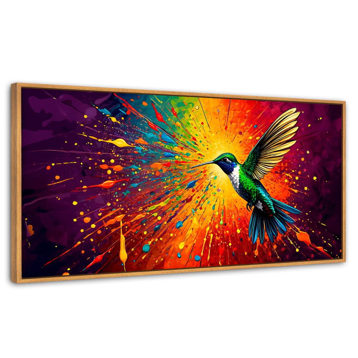 Cuadros Decorativos Canvas Revolution | Colibri Radiante | Panoramico | Portada | Marco Negro