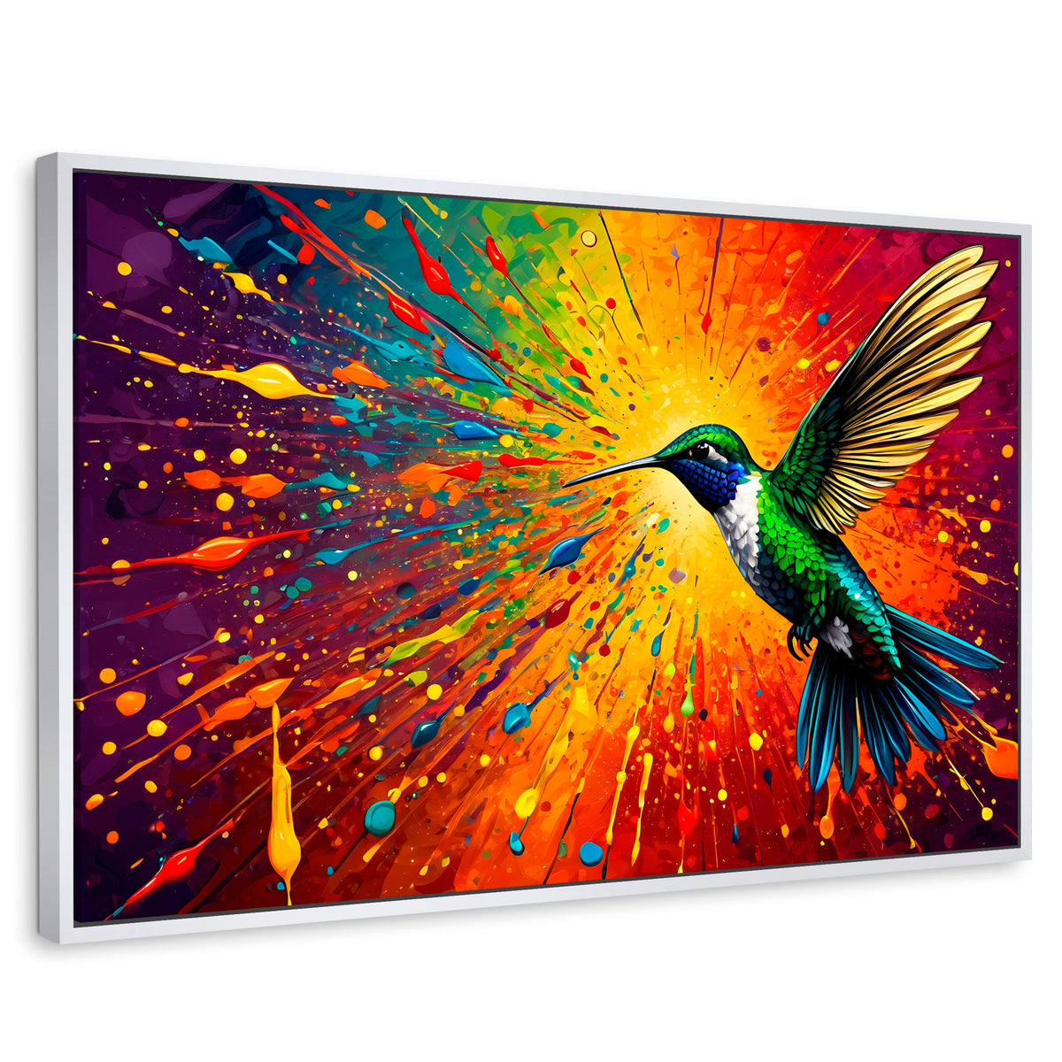 Cuadros Decorativos Canvas Revolution | Colibri Radiante | Rectangular | Portada | Marco Blanco