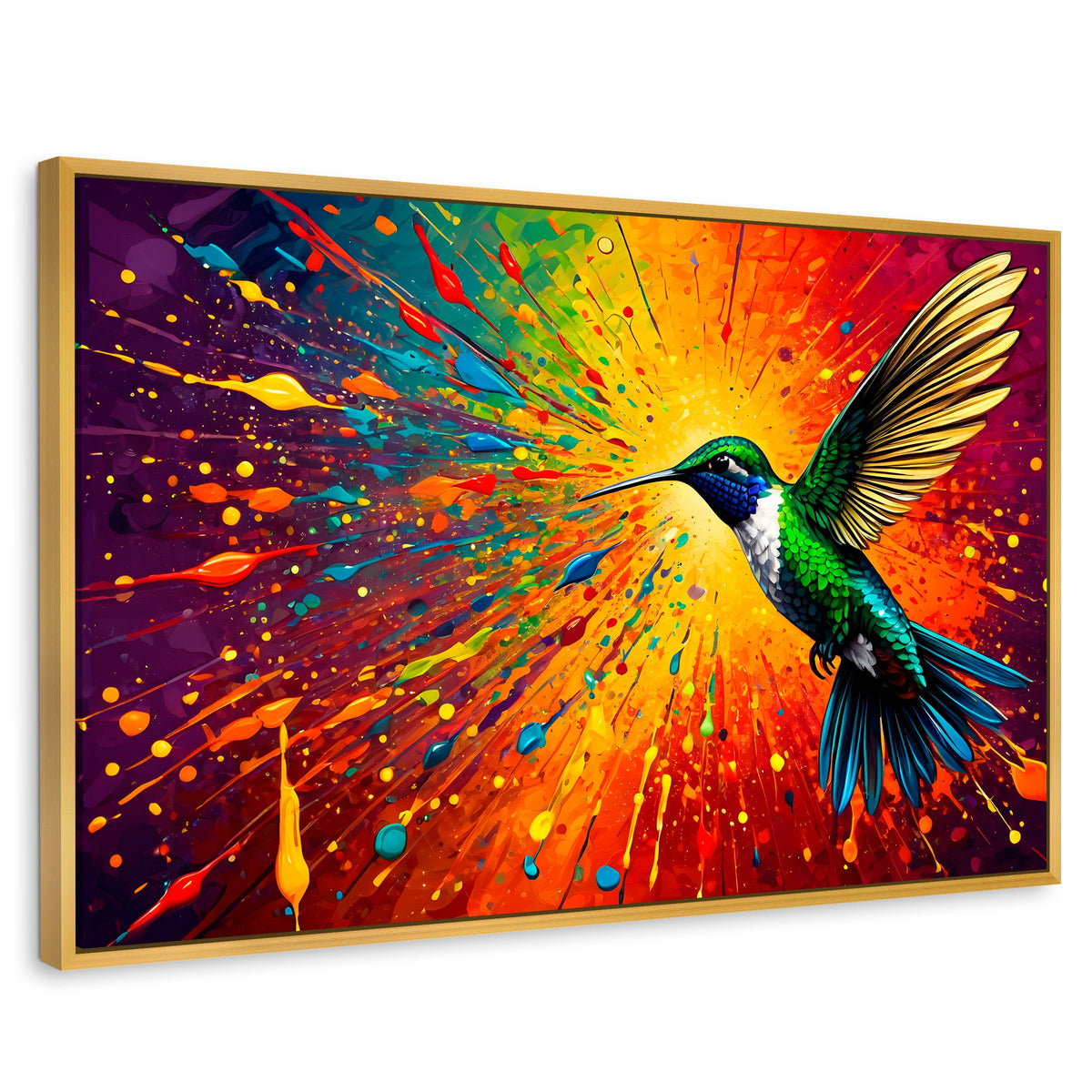 Cuadros Decorativos Canvas Revolution | Colibri Radiante | Rectangular | Portada | Marco Dorado