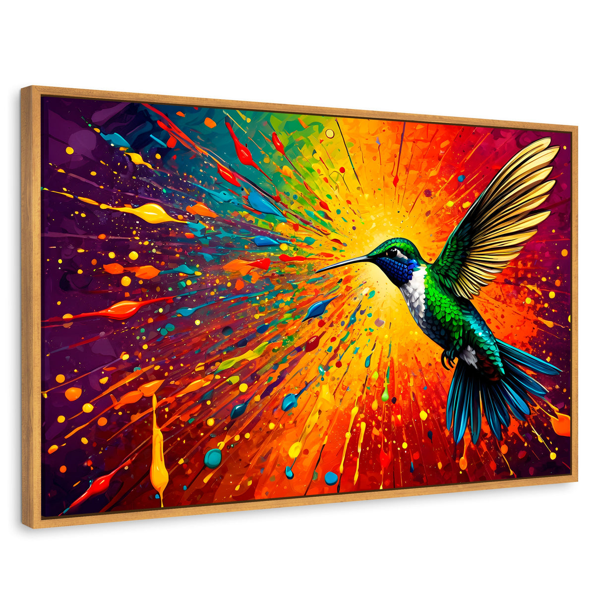Cuadros Decorativos Canvas Revolution | Colibri Radiante | Rectangular | Portada | Marco Madera